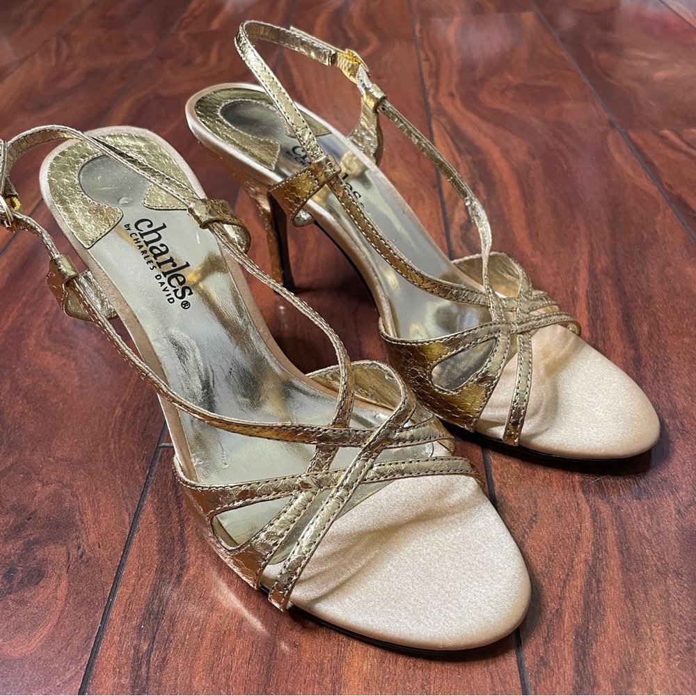 Charles David Gold Strappy Heels